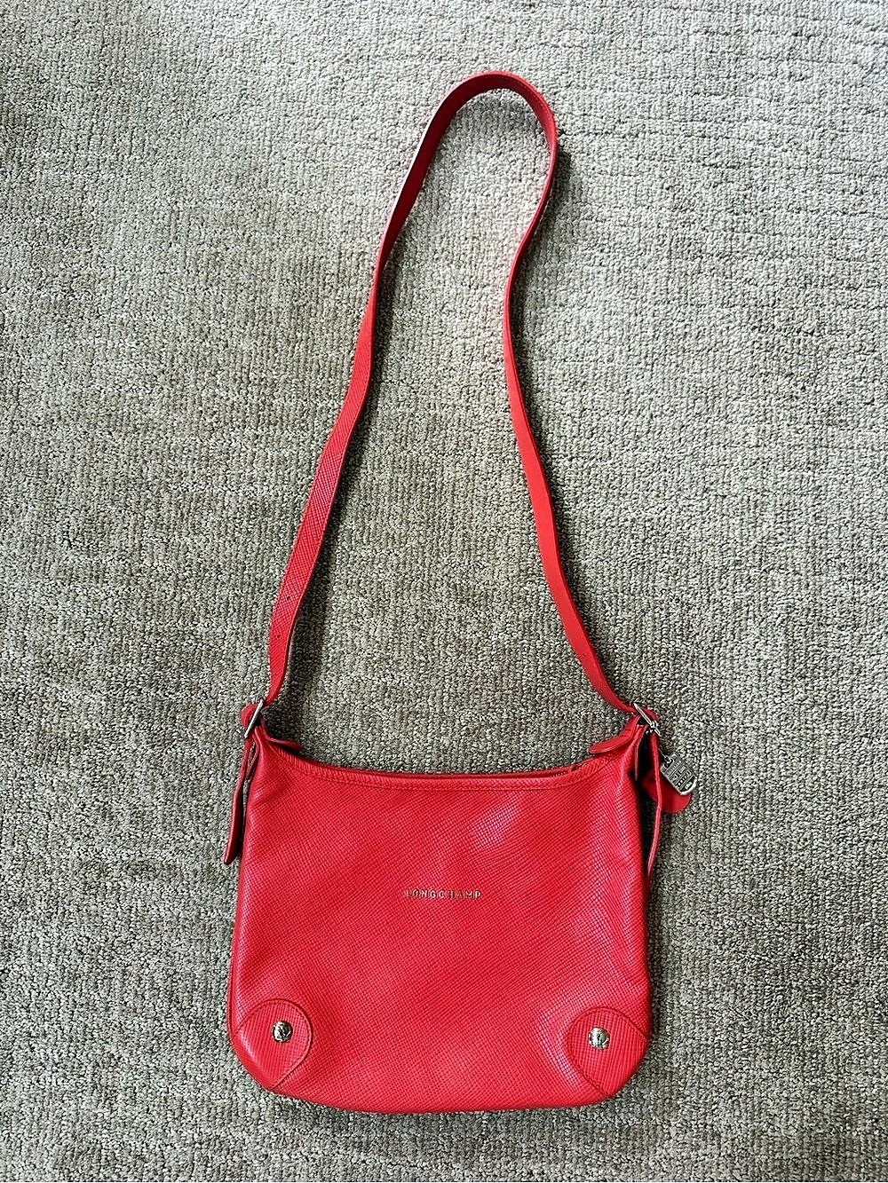Longchamp Brushed Red Shoulder Bag Like New designer bag